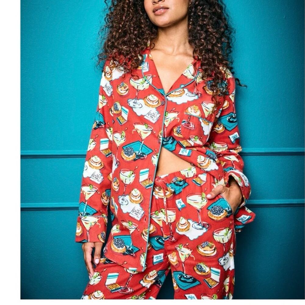 Printfresh Blinis and Martinis Midweight Flannel Pajamas Small